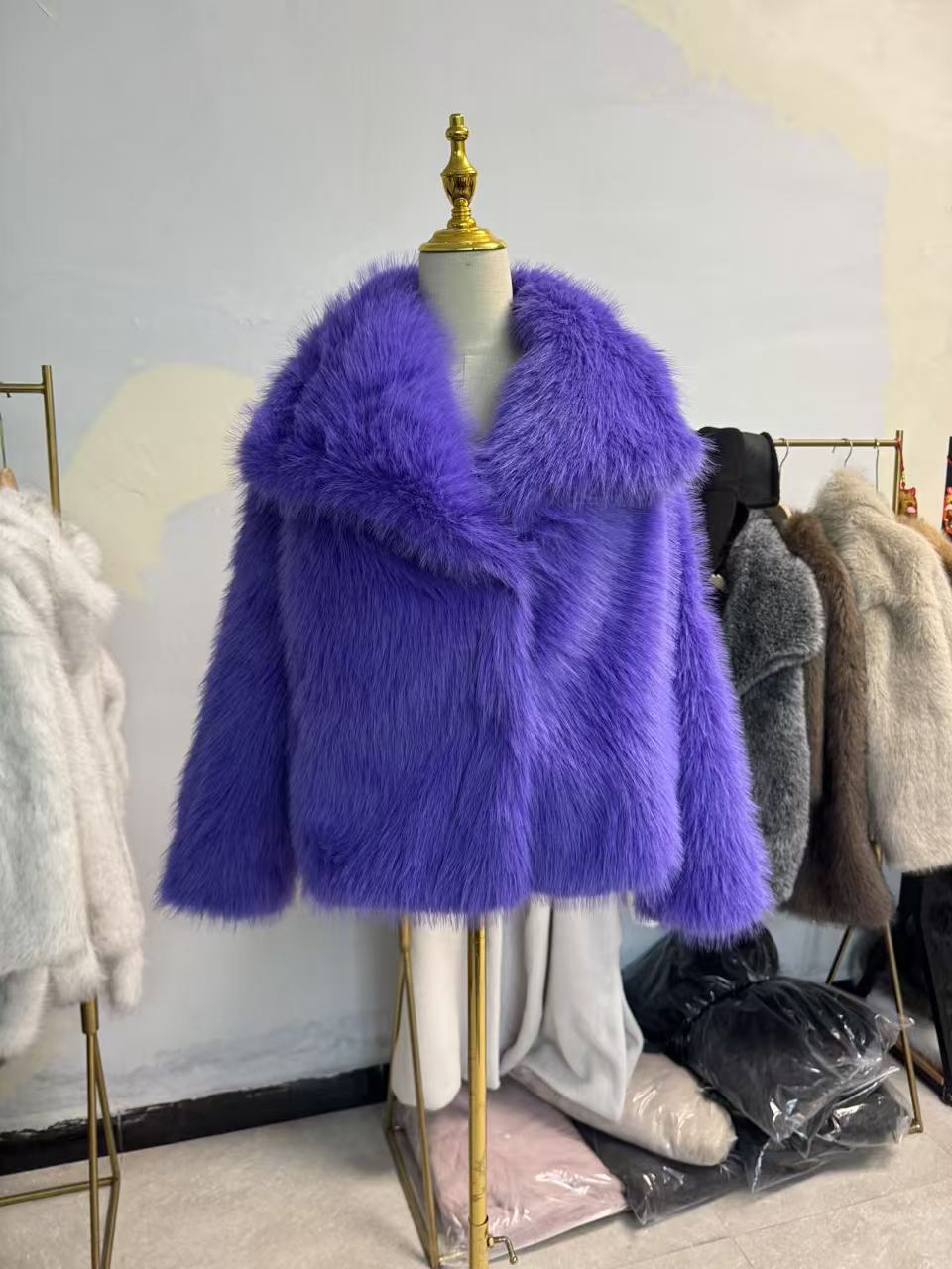 Collier en fourrure de renard Manteau en fausse fourrure de courte longueur