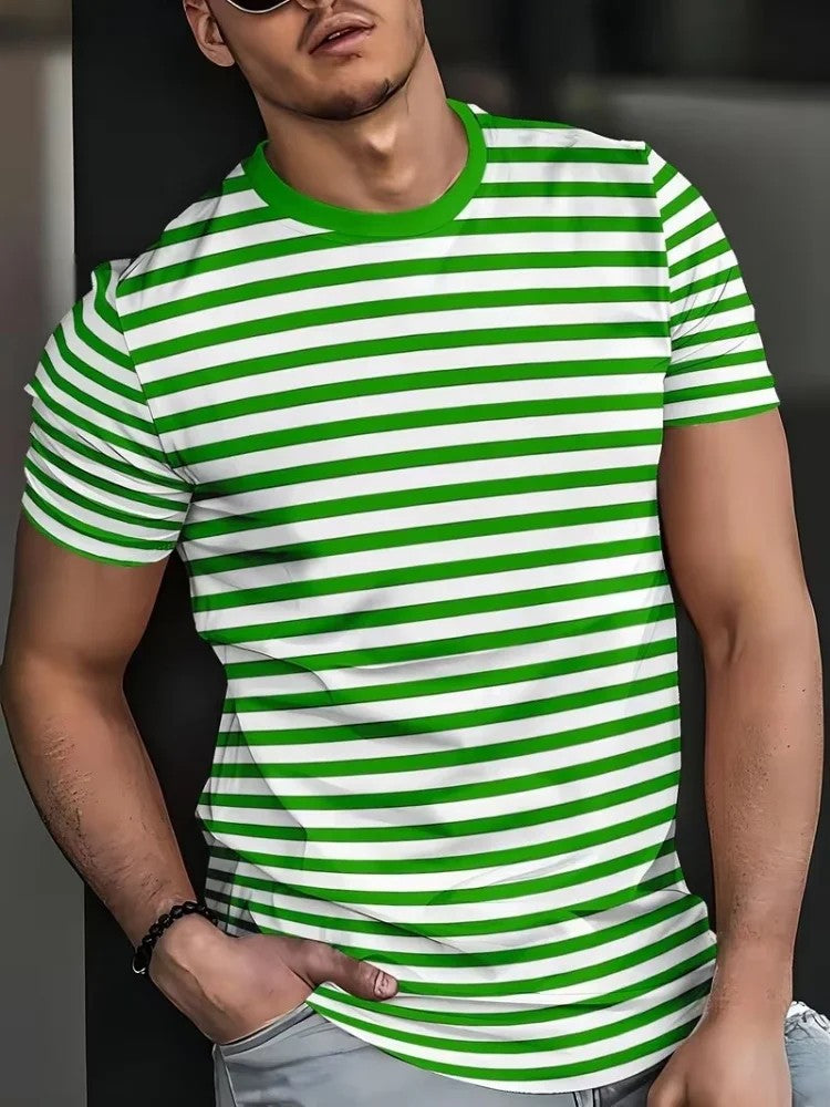 T-shirt casual classique et stripe imprimé 3F