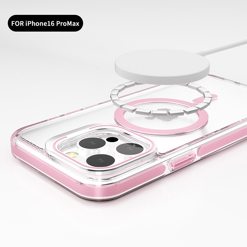 Cas de téléphone magnétique transparent avec boîtier de protection de film de lentille