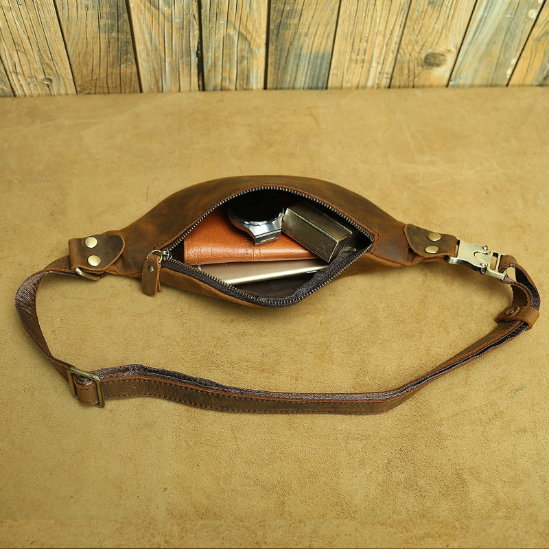 Sac homme Retro Crazy Horse Sac en cuir de poitrine Premier calque