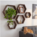 Ensemble de plateau mural en bois d'hexagone