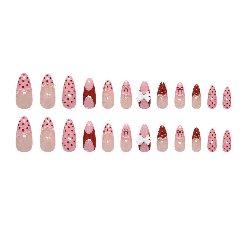 Conseils d'ongle amovible à la mode avec dentelle et Bow 24 pièces