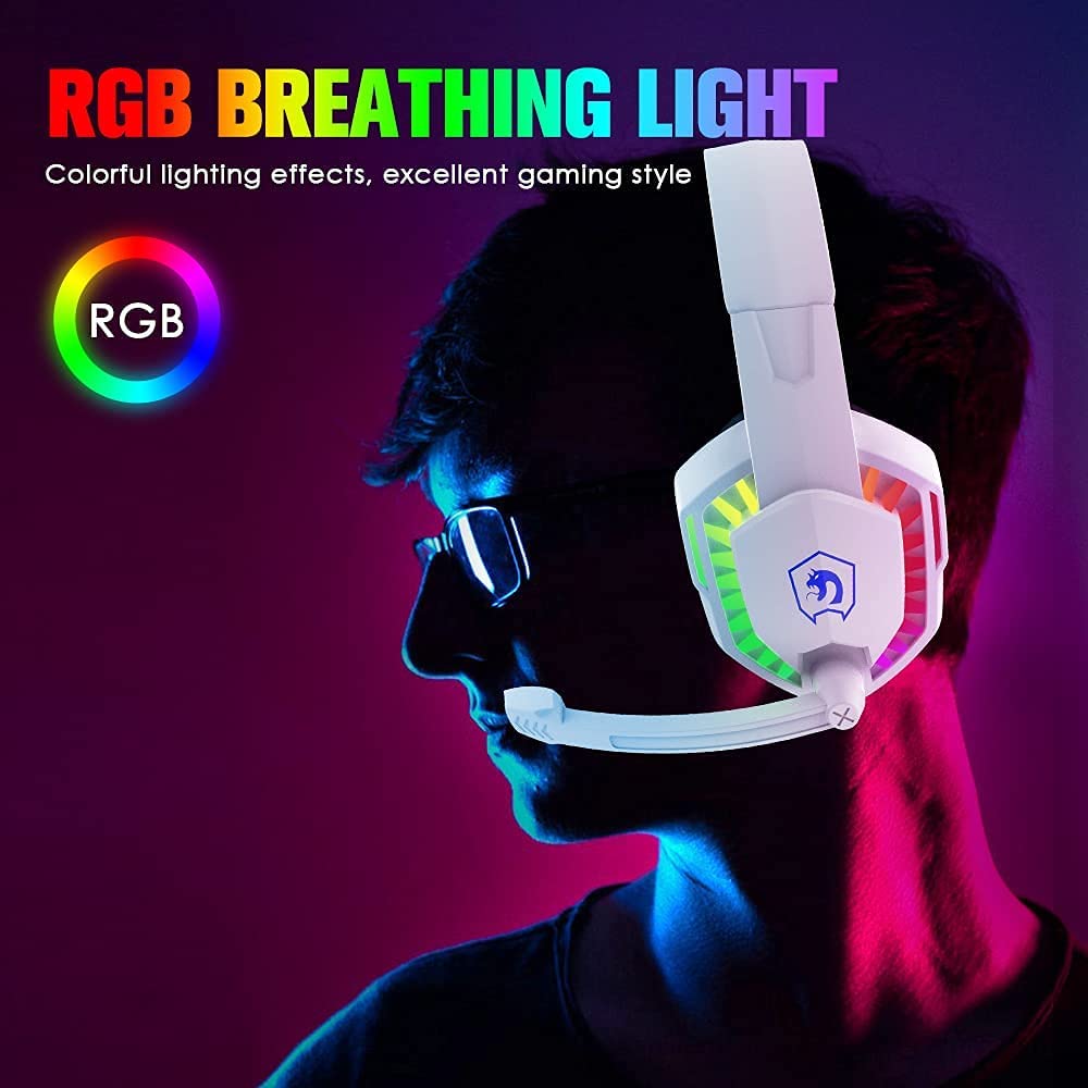 Casque de jeu filaire avec rétroéclairage Rainbow RGB son stéréo rétractable pour PS4