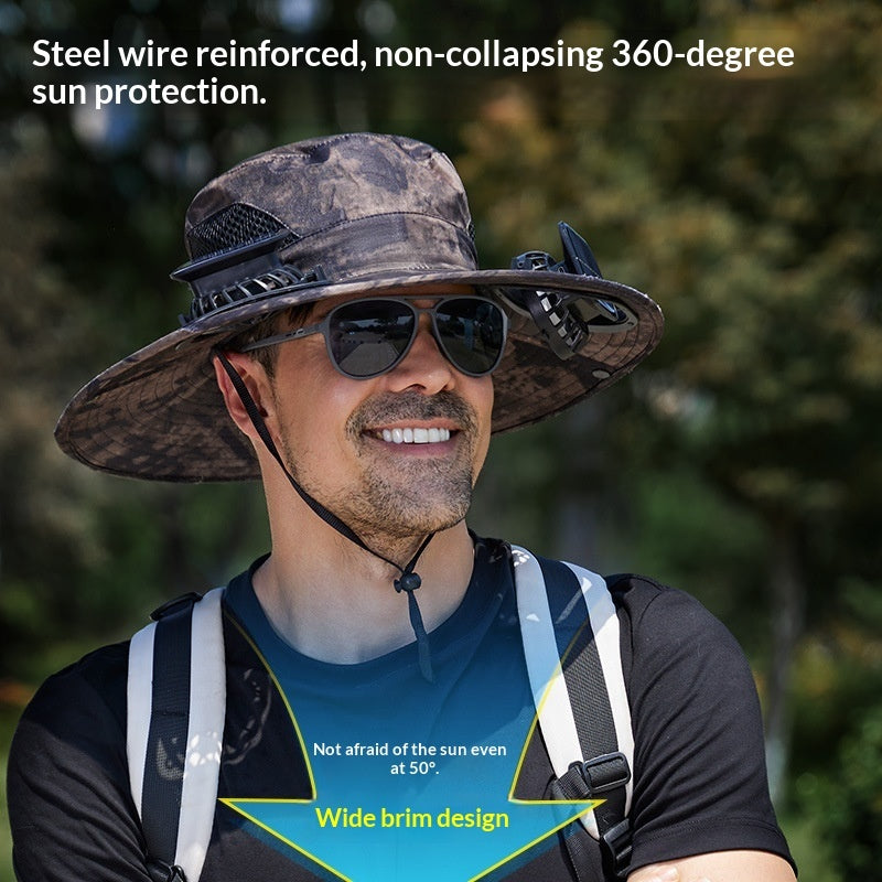 Chapeau d'éventail de pulvérisation Cooling Sunshade Chapeau Fisherman