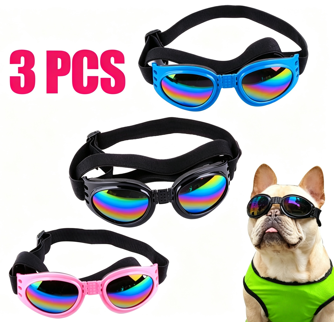 Protection des animaux Petits Doggles Lunettes de soleil pour chiens Lunettes de soleil pour animaux Lunettes de soleil UV Port des yeux réglable
