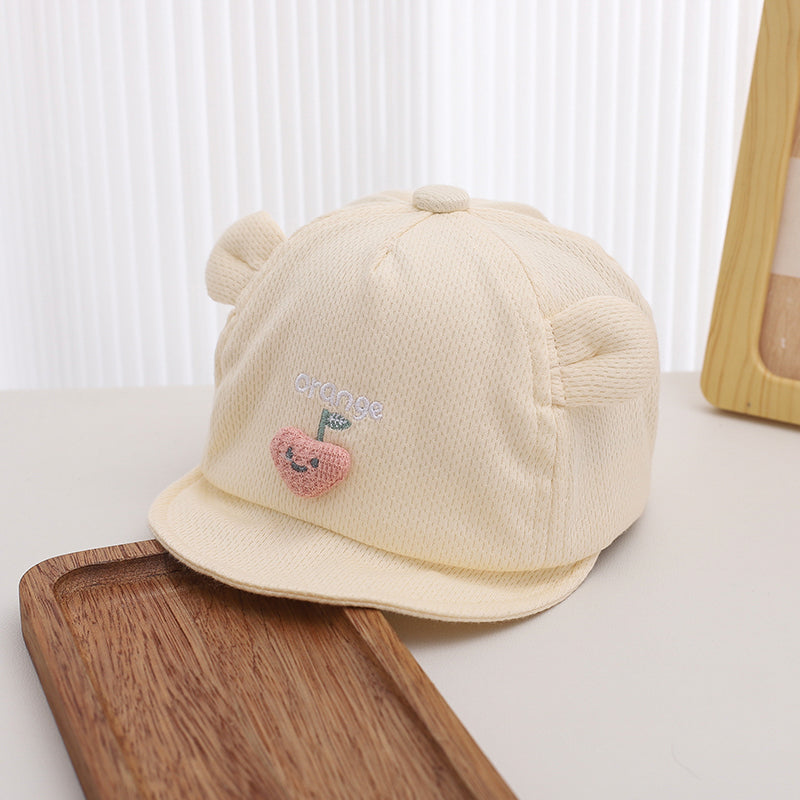 Printemps et été Mesh respirant bébé doux Brimmed Bow Cap lettres brodées Cute Cherr