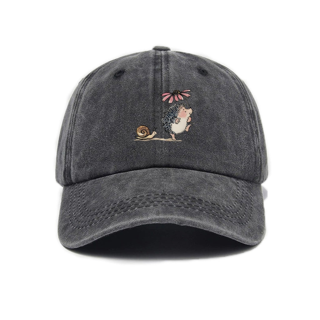 Simple cartoon Hedgehog et escargot imprimé Lavé l'ancienne casquette de baseball
