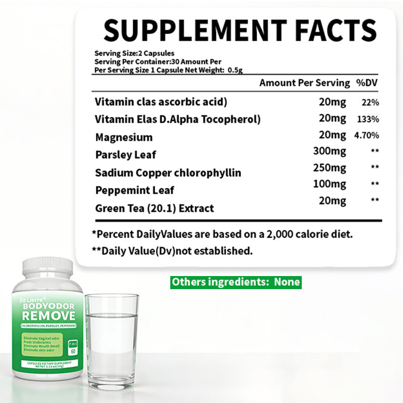 Supplément à la réduction des odeurs de chlorophylle