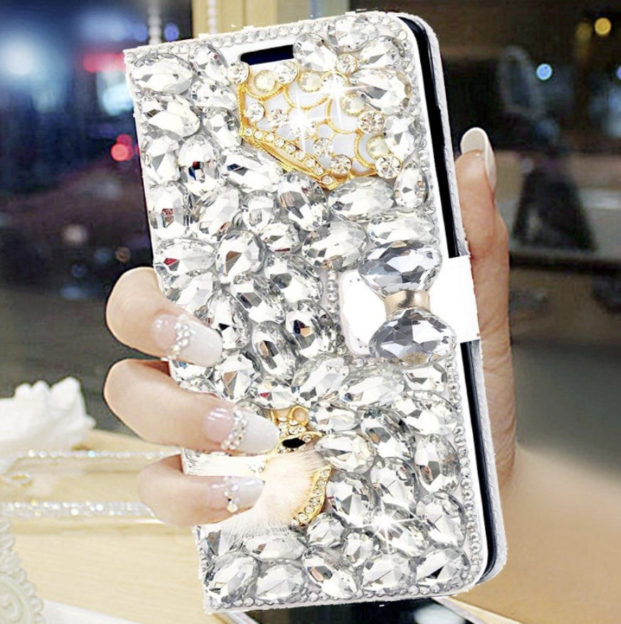 Étui en cuir pour téléphone Étui tout compris Strass