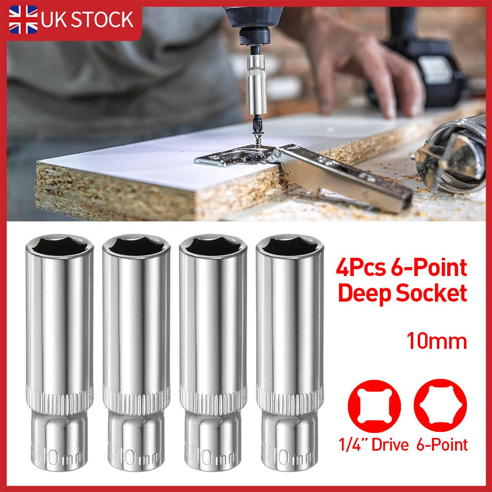 4Pc DEEP SOCKET FIXER CHROME SOCKET MÉTRIQUE PLATE 10mm GARAGE RACK TITULAIRE