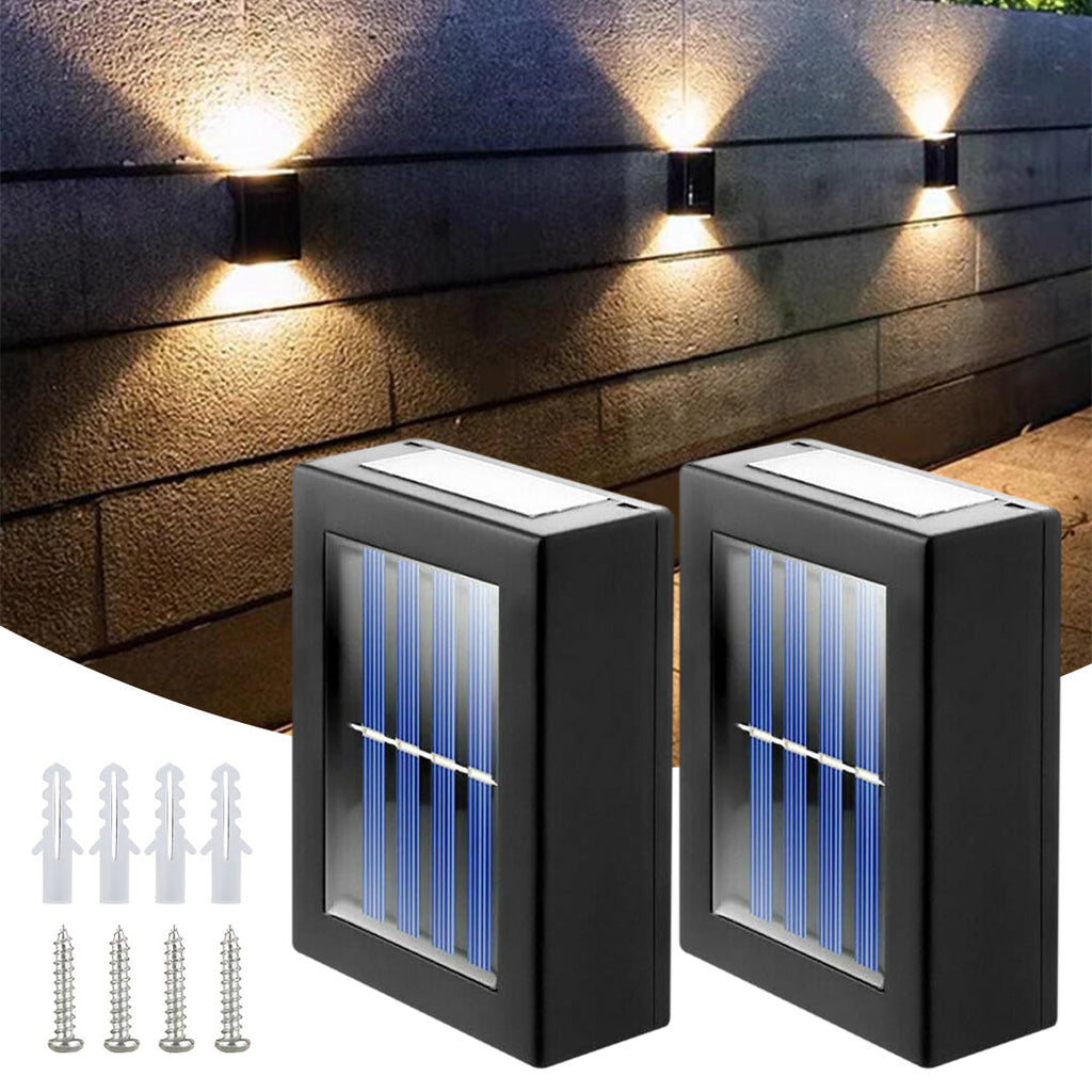 Pack de 2 Solar Outdoor Wall Light - Imperméable pour jardin et patio