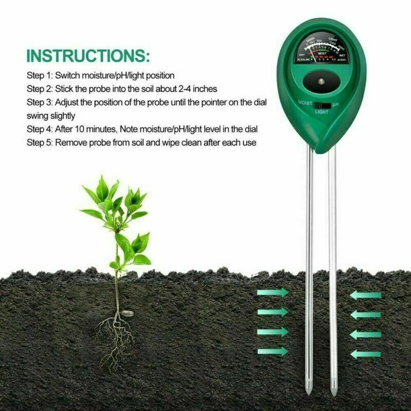 3 Dans 1 testeur PH compteur d'eau du sol compteur d'essai de lumière pour la plantation de plantes de jardin