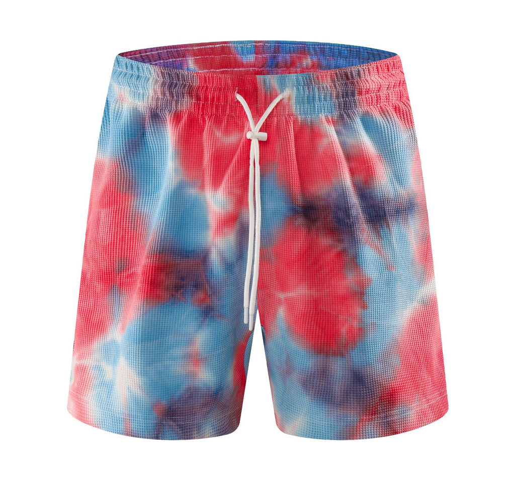 Tie-dye Waffle-Weave American-Style Hommes Short de course