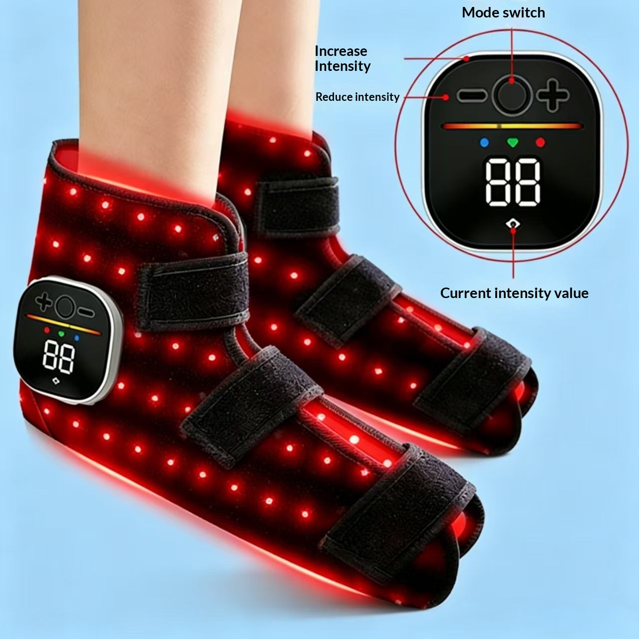 Chaussures LED de thérapie à lumière rouge avec photothérapie à infrarouge proche pour les soins de la cheville et le compte chaud