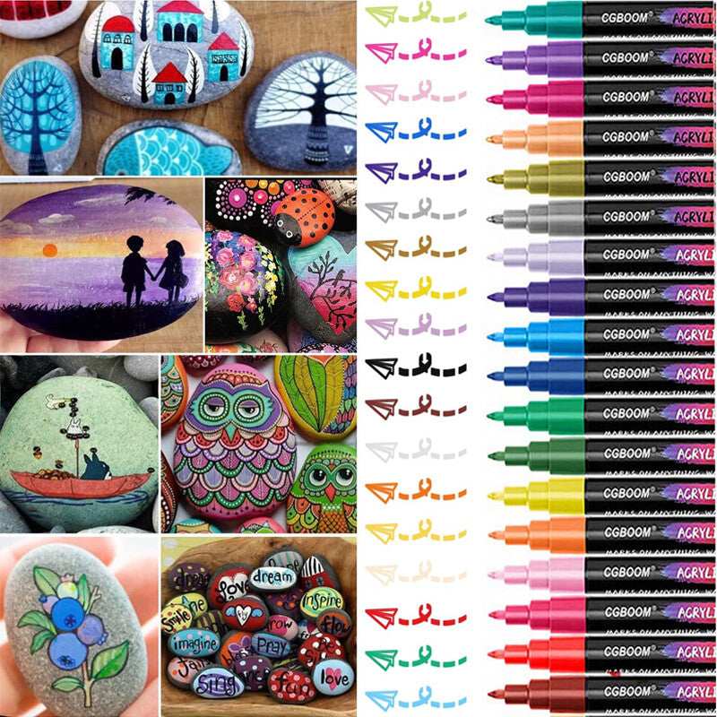 22 Couleurs Premium stylos de marquage acrylique 0.7 MM Extra Fine Tip Rock Painting