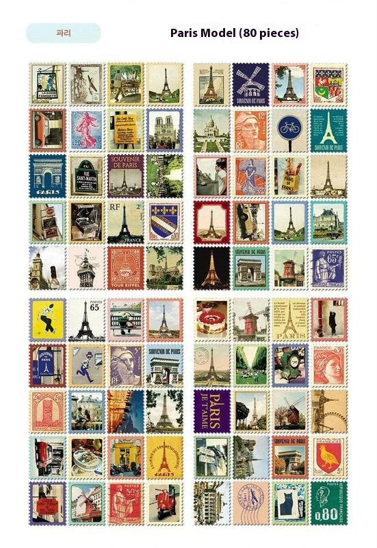 Stickers Stamp Paris Hand-painted Paris