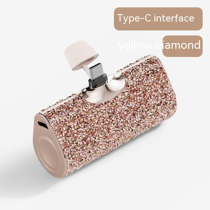 Diamond Pocket Capsule Emergency Power Bank Mini Lipstick intégré au diamant Petit Portable