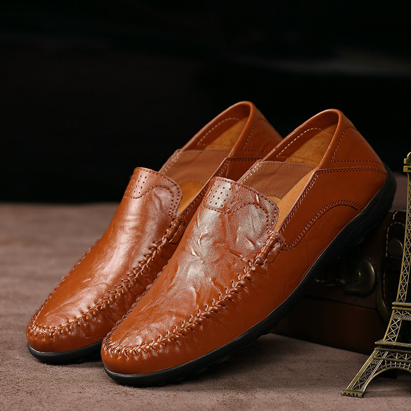 Chaussures en cuir casual homme Léger et polyvalent orteil rond de style britannique