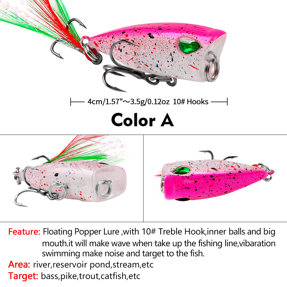 Lure bionique de plume en plastique coloré créatif