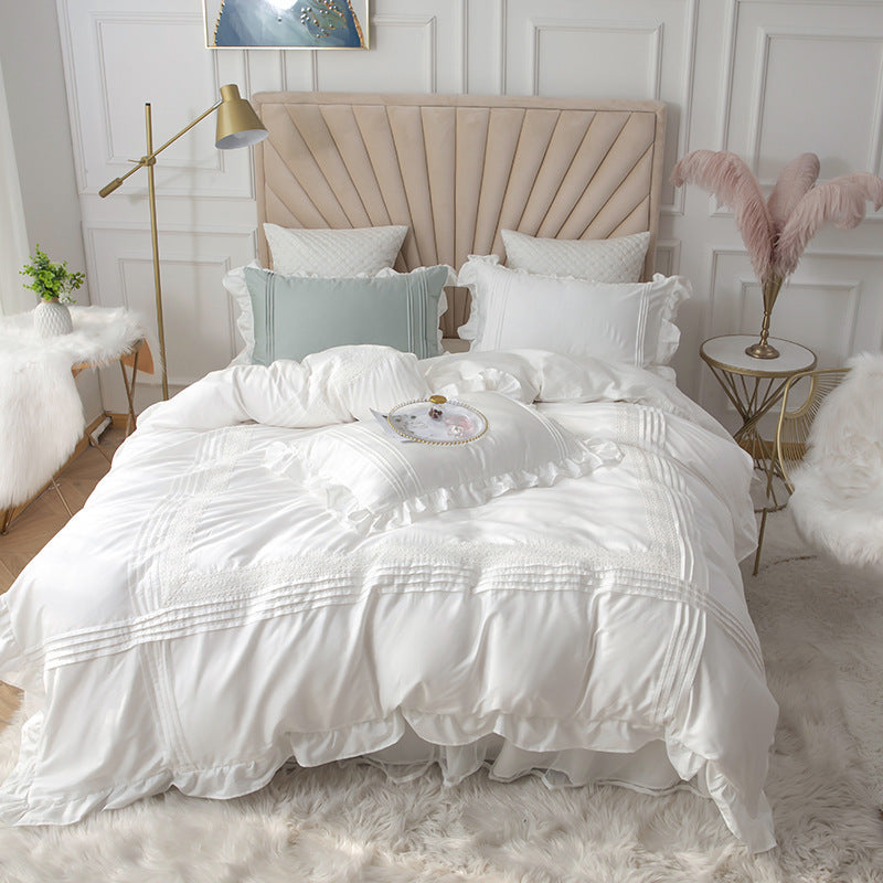 Dentelle Lit Jupe Quilt Couverture fille Coeur Ménage Literie Princesse coréenne Style Quatre pièces Q