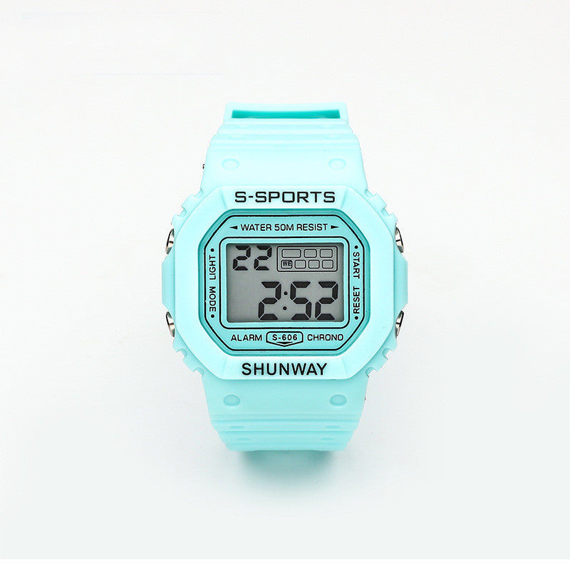 Imperméable Lumineux Petit carré Étudiant Montre électronique