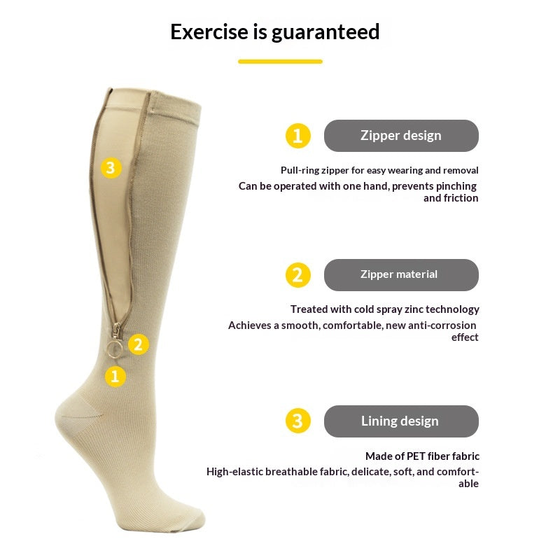 Chaussettes de calf à compression zippée de plus grande taille