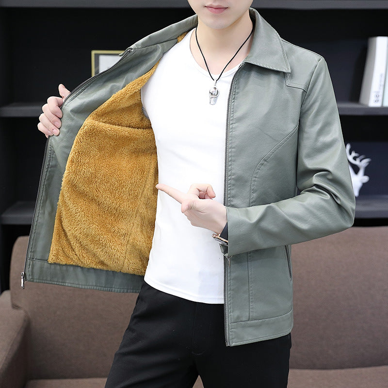 Veste en cuir mince pour hommes