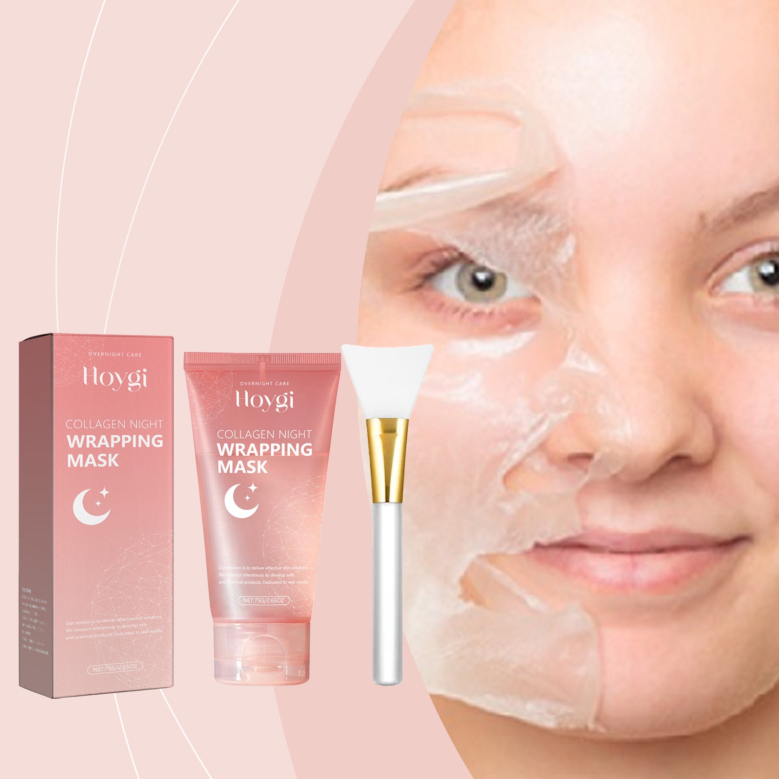 Collagène Peeling et Tearing Masque faciale 75g-1 Masque faciale Boîte à brosses