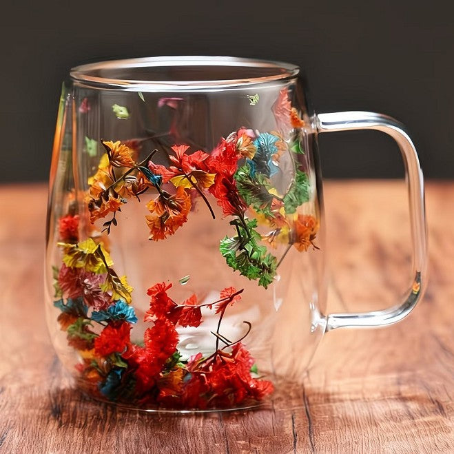 Coupe à café en pétale en verre à double couche haute-borosilicate