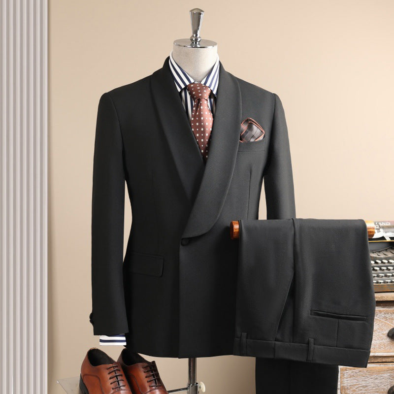Hommes Taupe Châle Lapel Un bouton 2 pièces costume Blazer & Pantalon Set