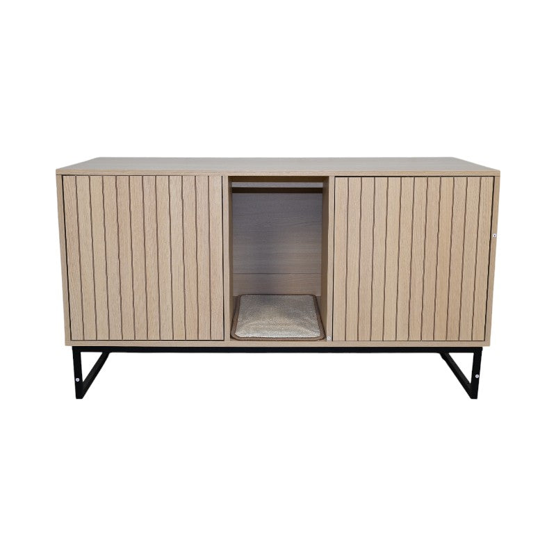 Maison de chat en bois moderne avec tapis de raclage - 47.64" x 21.46" x 25.98"