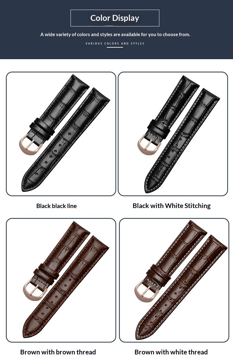 Bracelet de montre en cuir véritable double face fabriqué à partir de la peau de veau supérieure
