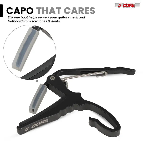5 Core Capo Acoustic Electric Guitar String Clip Banjo Mandolin or Ukulele + 6Pcs Guitar Pi