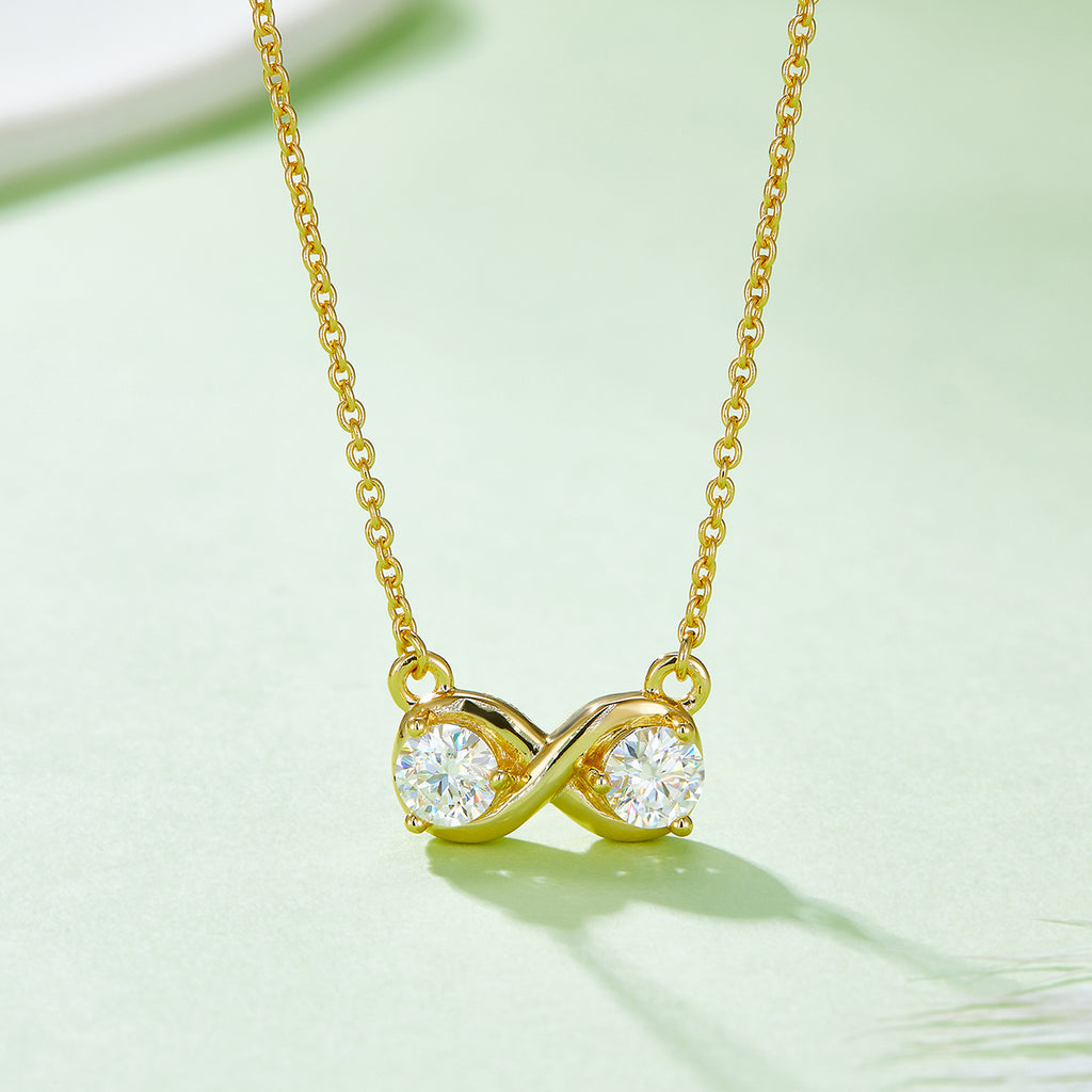 3.1g S925 Argent Sterling 1CT Collier infini en mousse 45cm 2 pendentif en pierre avec GRA