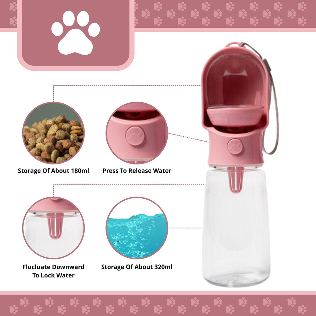 Bouteille d'eau portable pour chien de fuite avec distributeur d'eau pour animaux de voyage pour la marche et le salut