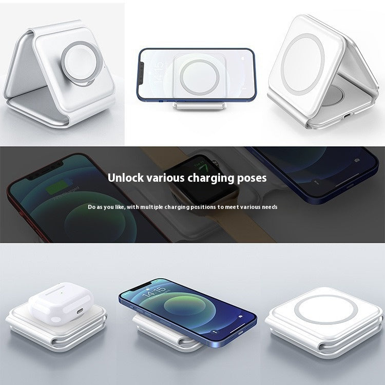 3 En 1 Support de téléphonie mobile pliant magnétique sans fil