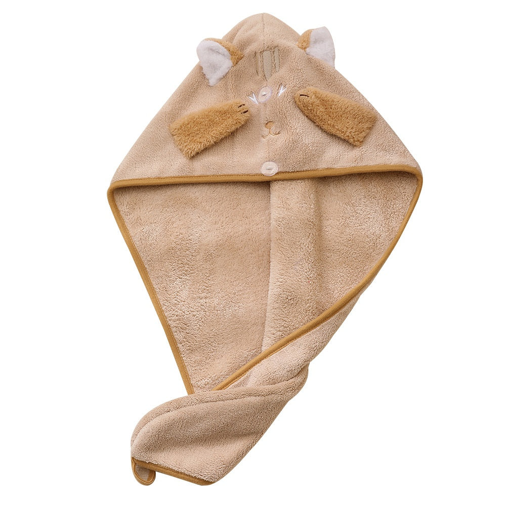Séchage rapide Double couche Coral Fleece Microfibre Turban pour le séchage rapide des cheveux