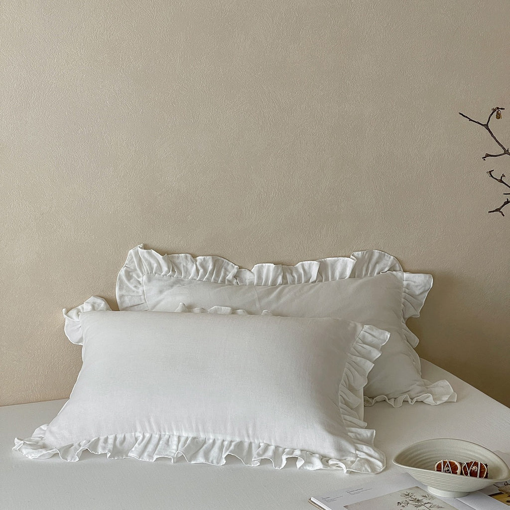 Pure coton à bords de volant Double couche Gauze Oreiller simple