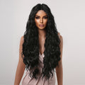 Soie domestique haute température Perruque de soie femme avec longs cheveux bouclés au milieu
