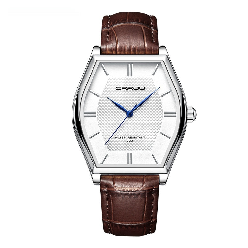 Montre en cuir imperméable en forme de barrique