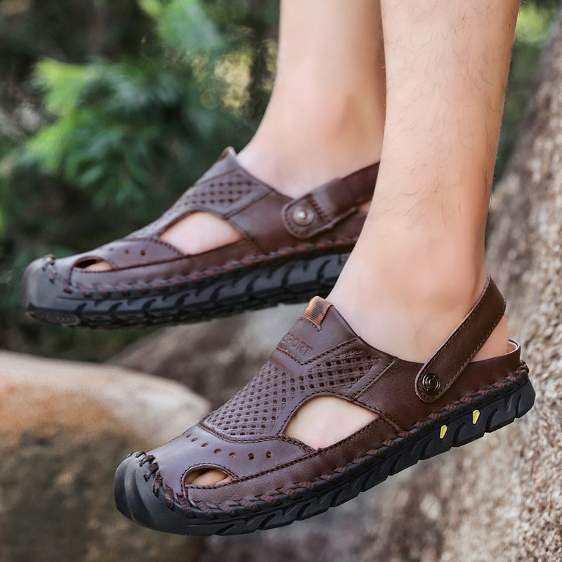 Chaussures de plage pour hommes en plein air à couture manuelle