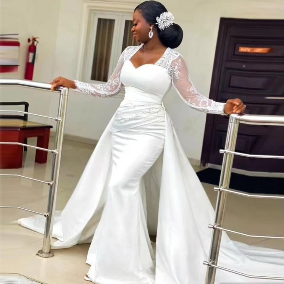 Robe de mariée de soirée satinée blanche Slim High Waist