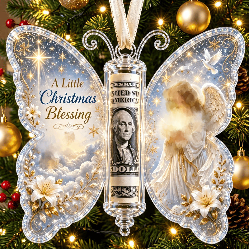 Ornement cadeau en espèces de Noël papillon