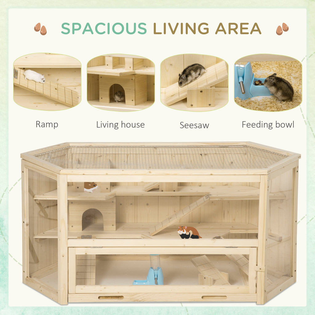 Bois Grand hamster Cage Petit exercice animal Play House 3 Tier avec bac