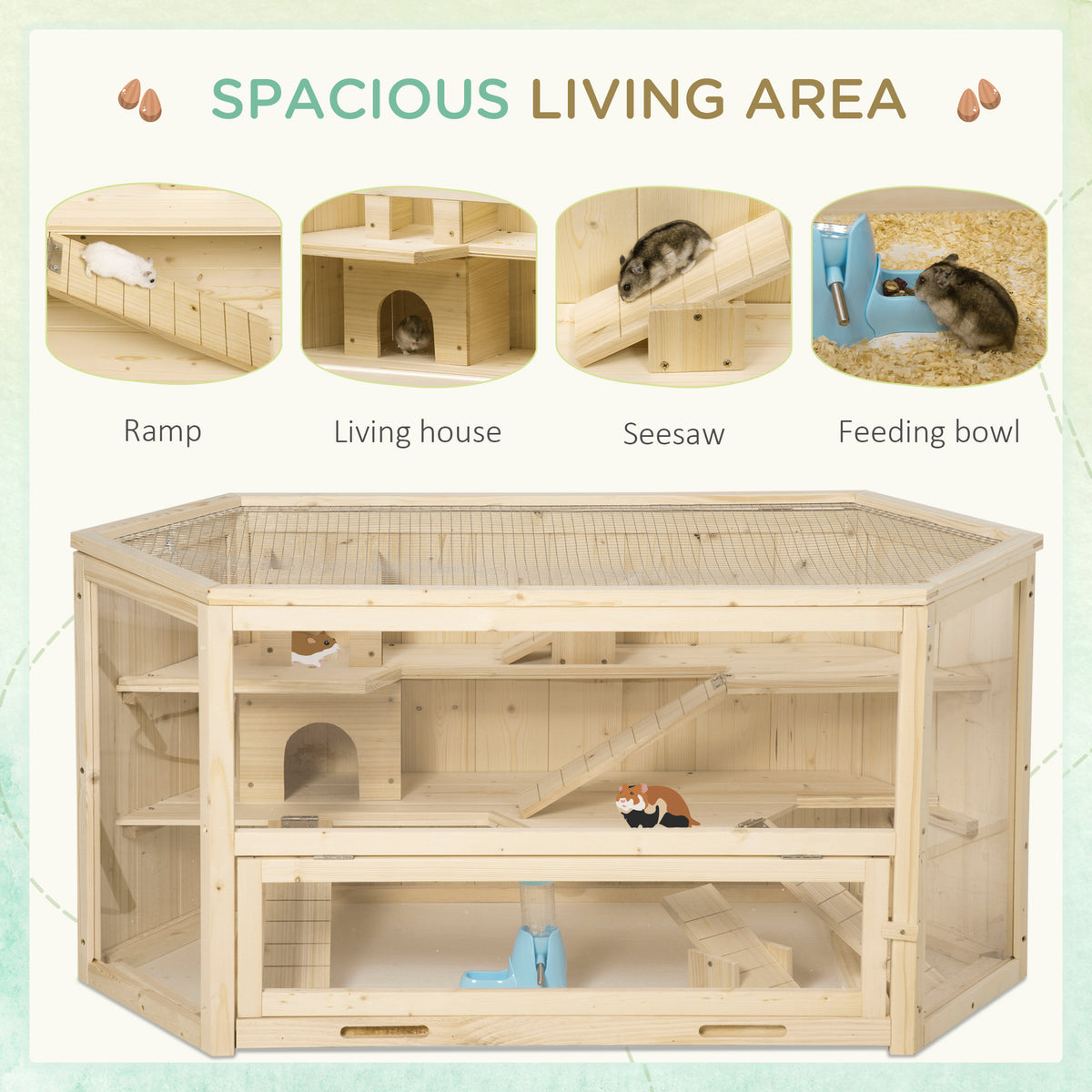 Bois Grand hamster Cage Petit exercice animal Play House 3 Tier avec bac