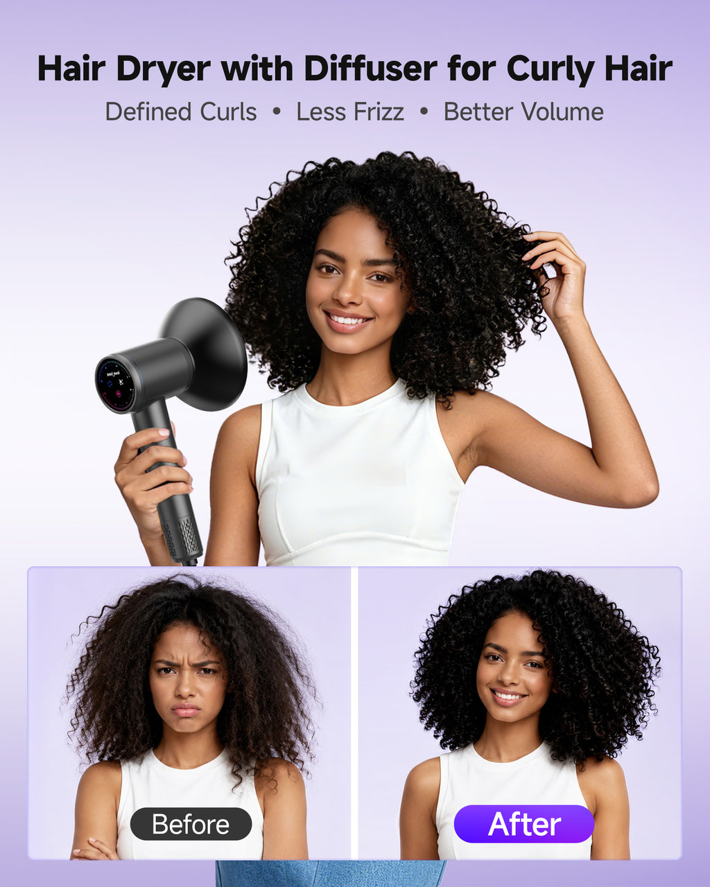 Séchoir à cheveux ionique plasma avec diffuseur