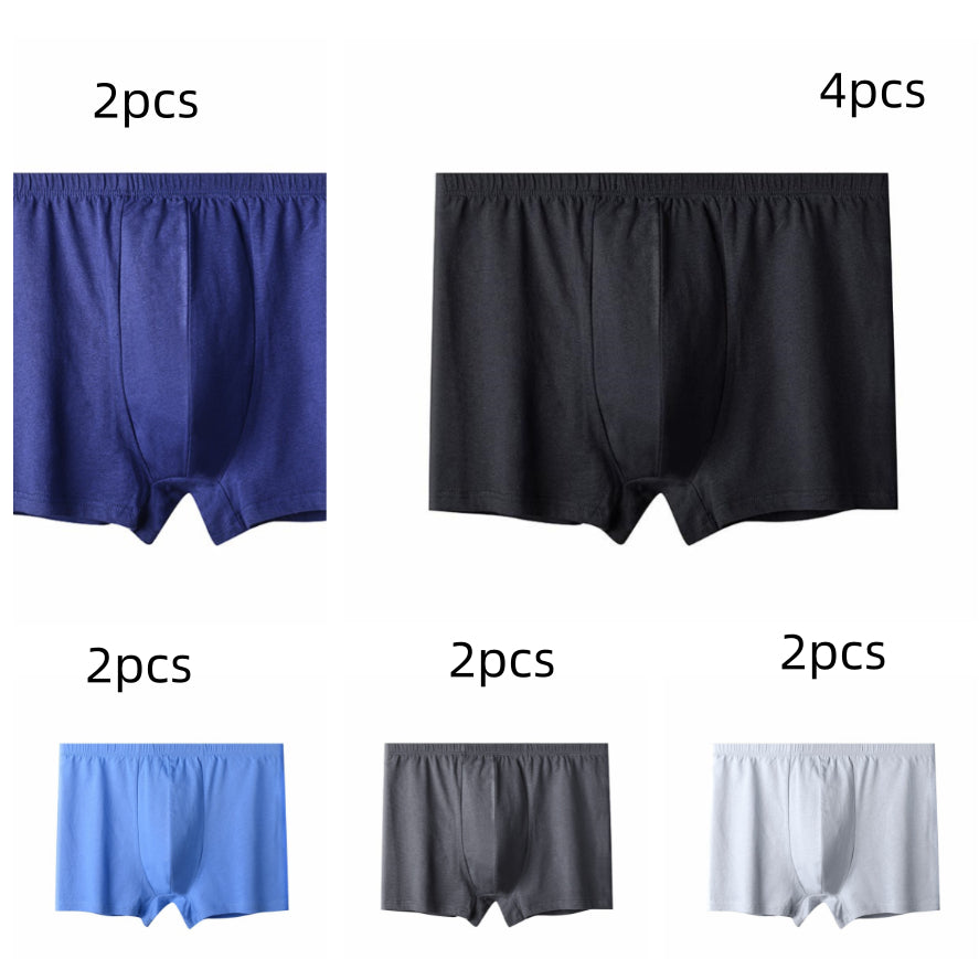 Short de boxer respirant en coton à crosse profonde, taille plus élevée pour hommes