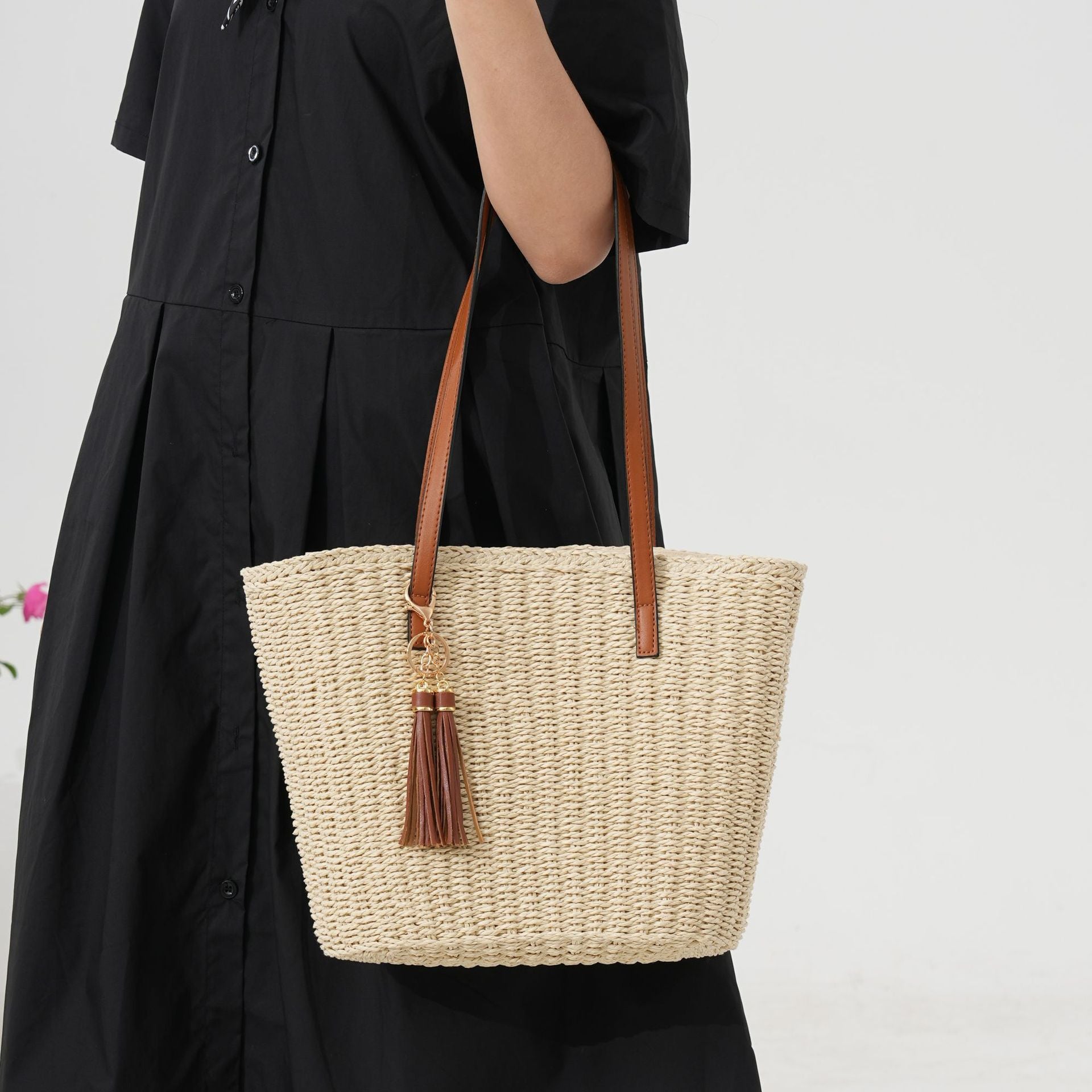 Sac à bandoulière à grande capacité tissé à la main pour femmes