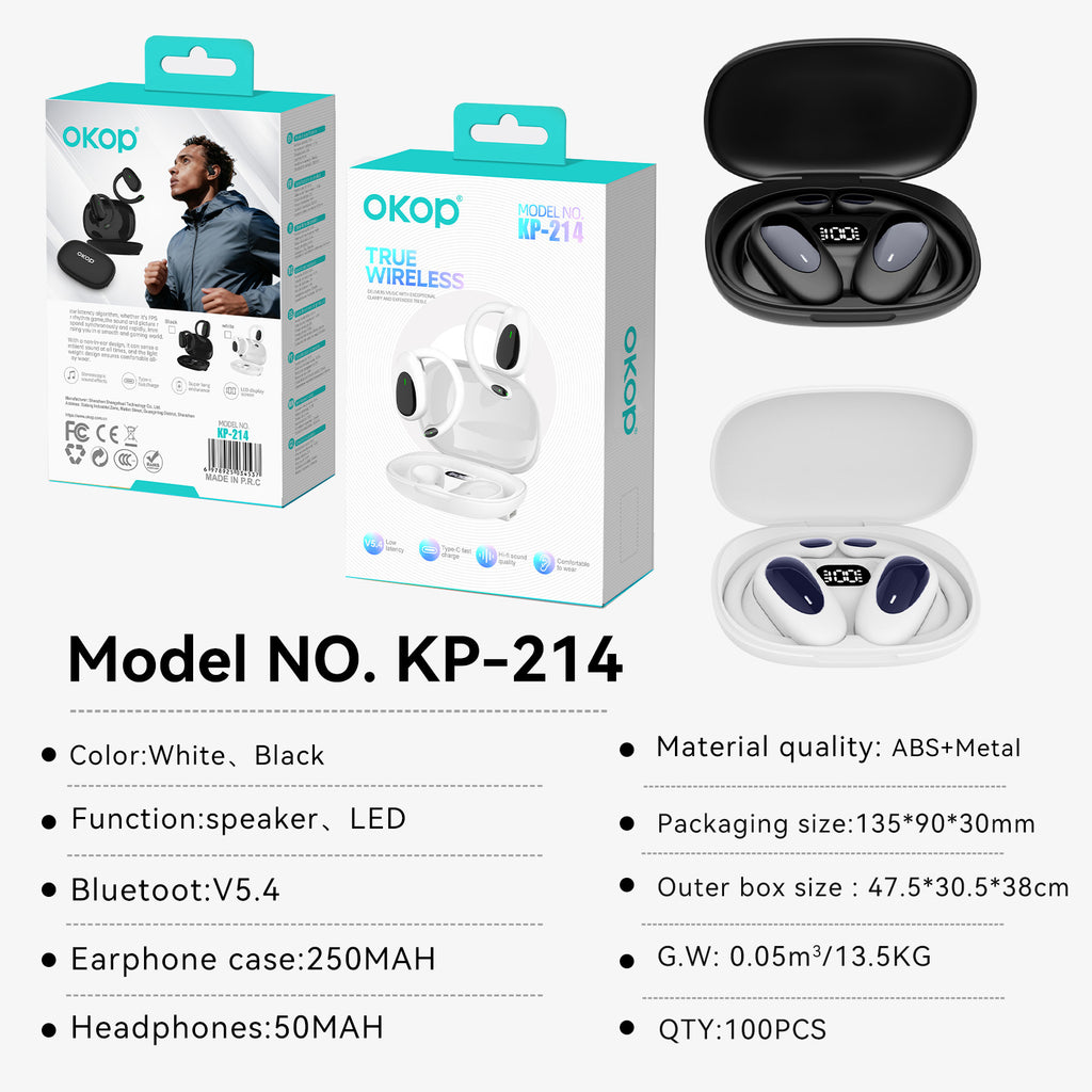 KP-214 Modèle sans fil Bluetooth oreille Hook casques OWS Open Ear Design High Fidelity Audi