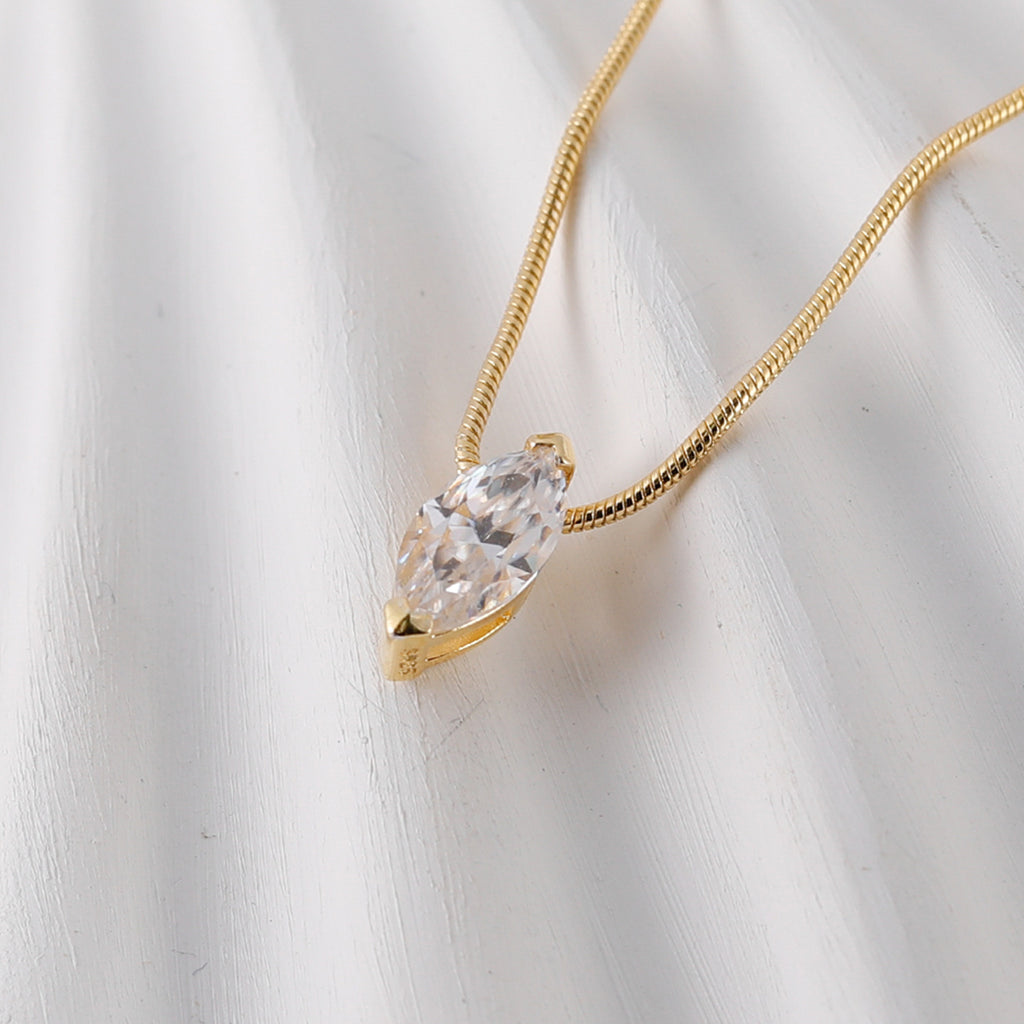 S925 Argent plaqué or Marquise 5&10mm Collier en mossanite 1ct D Couleur VVS1 Argent doré O